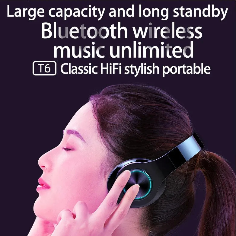 T6 model wireless Bluetooth headset shown in a neutral colour, highlighting its over-ear or on-ear design suitable for calls and music.