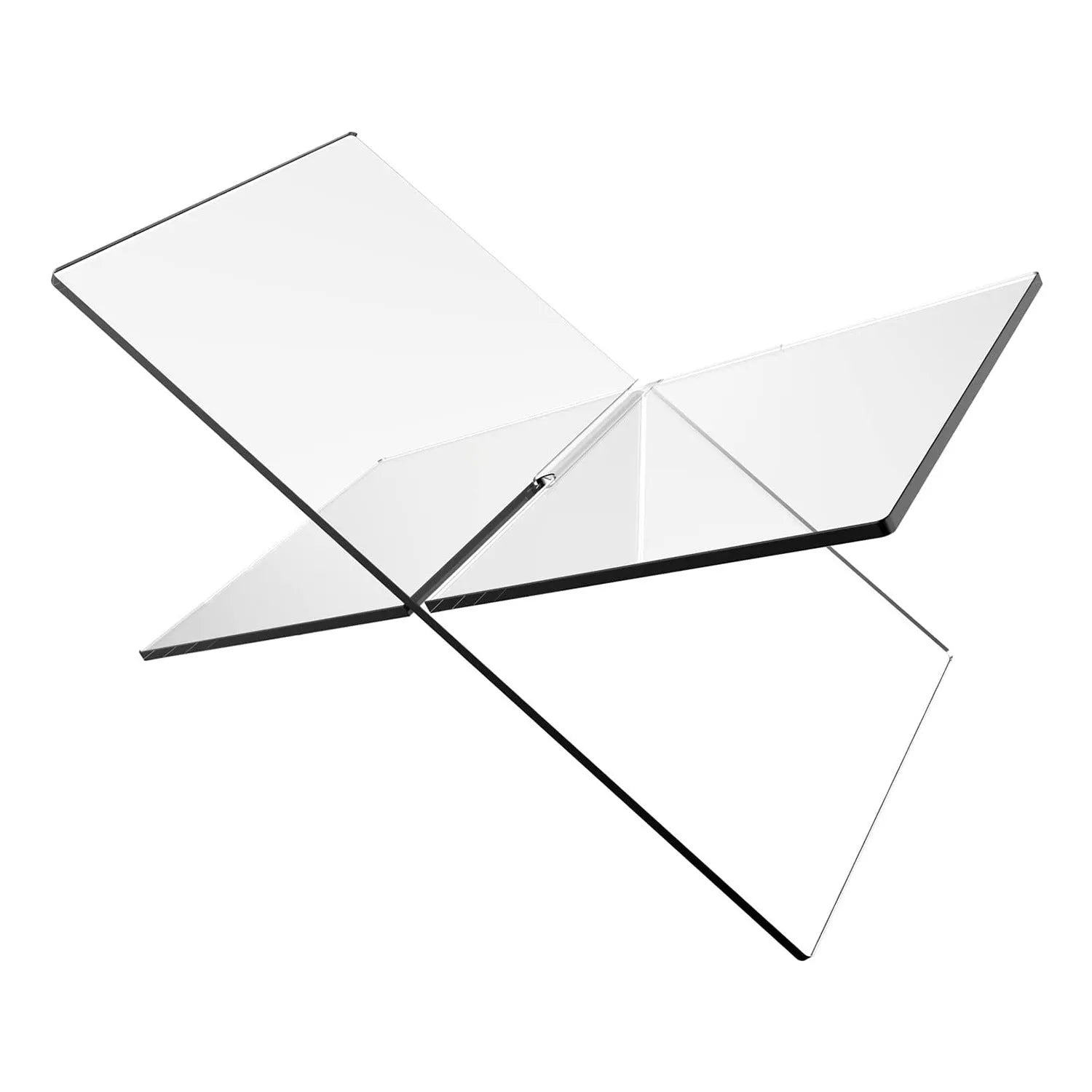 Clear acrylic X-type desktop book display shelf measuring 28x15x15cm