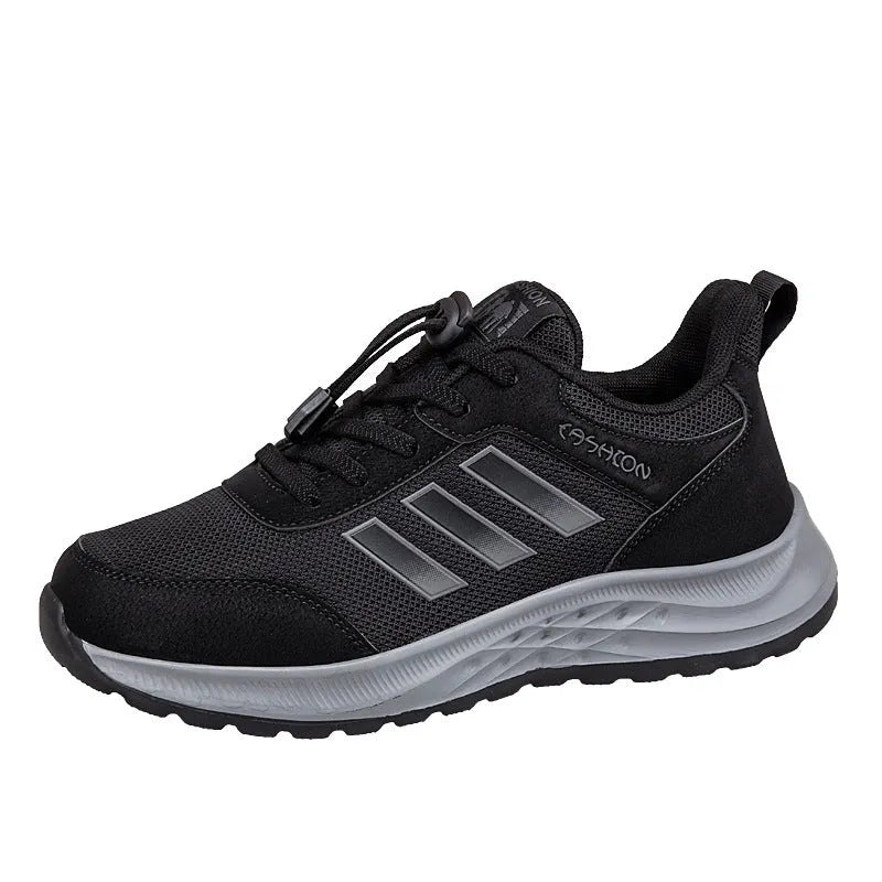Breathable mesh slip-on casual shoes for men and women with elastic band.