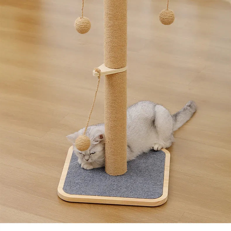 Simple style cat climbing frame with windmill hanging ball and carpet leather scratching surfaces