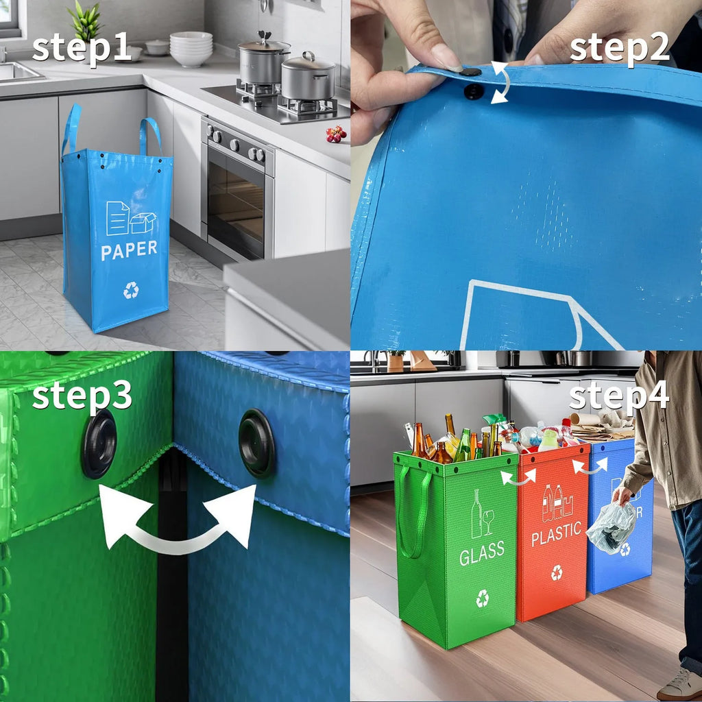 40 litre plastic recycling bin in blue colour with clean bag design for household waste sorting
