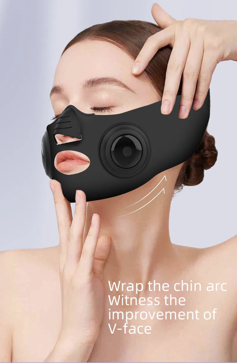 Black mask photon beauty device with USB cable and facial treatment design
