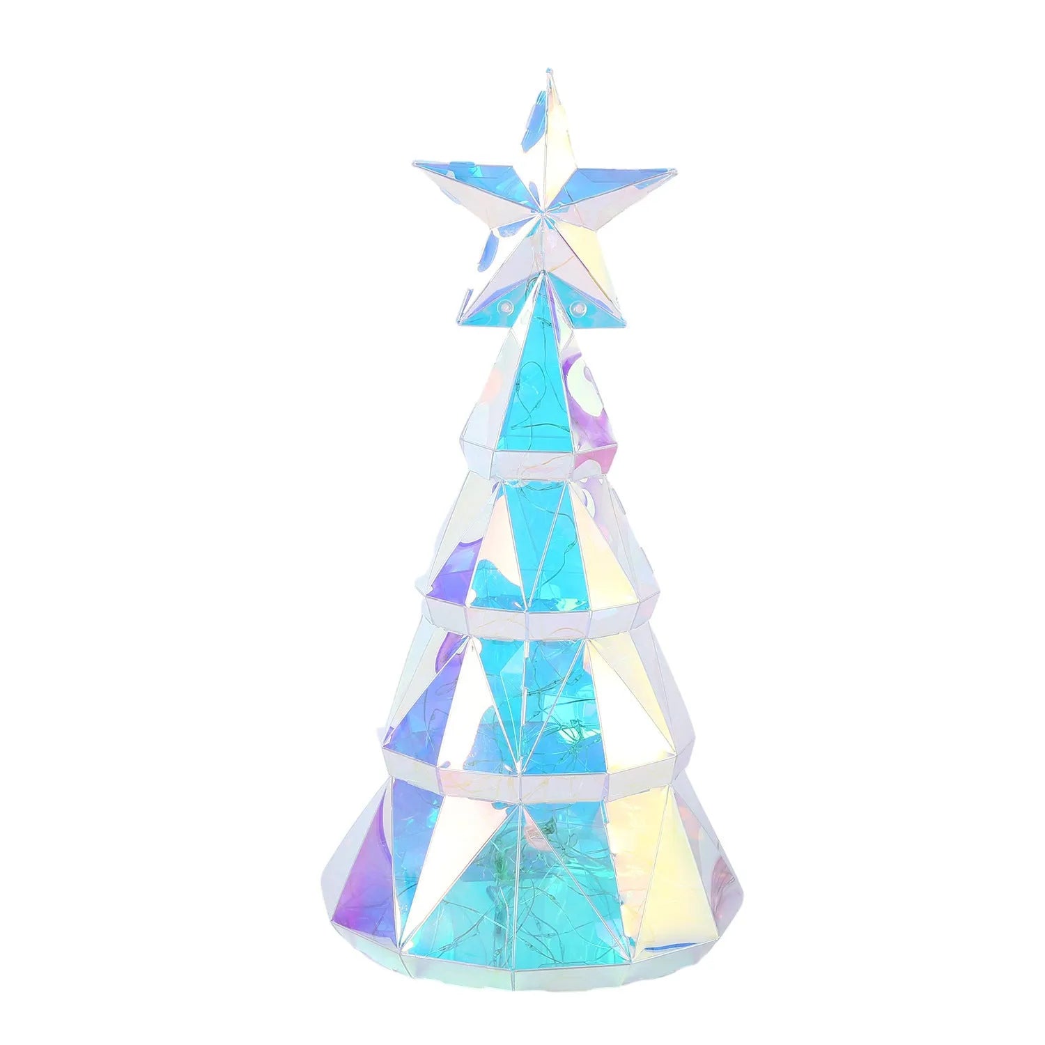 Colourful cartoon Christmas tree light decoration measuring 20cm tall with PET material construction
