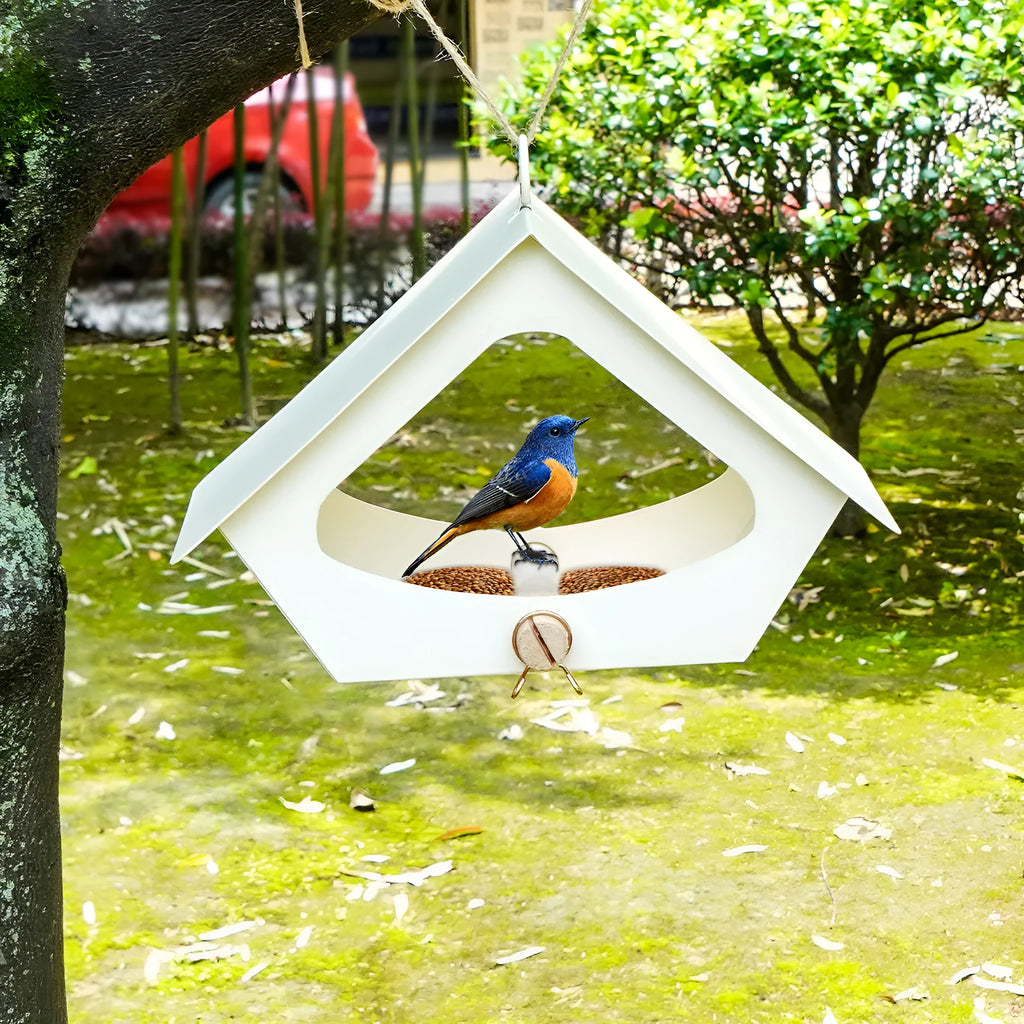 Simple European-style iron bird house for outdoor garden decoration in green or brown colours