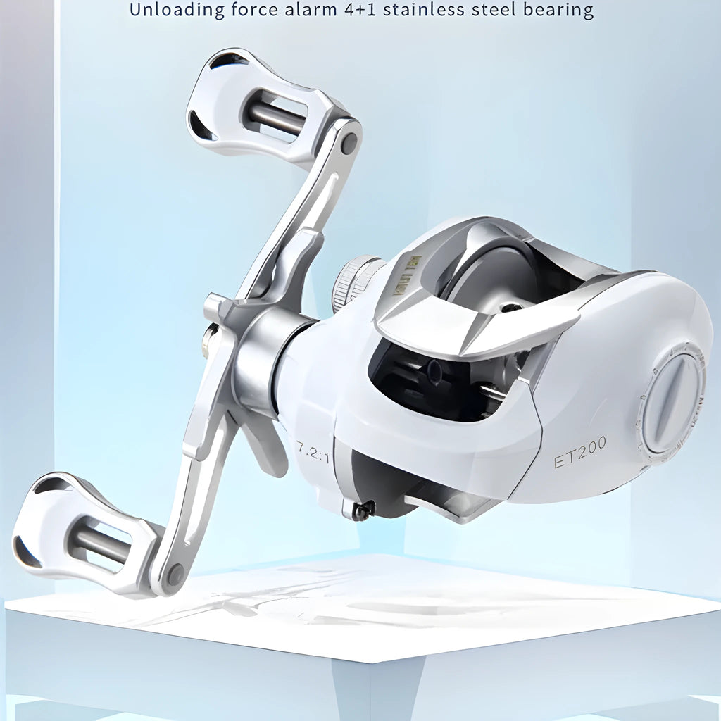 White micro bait casting fishing reel with adjustable wheel speed control mechanism