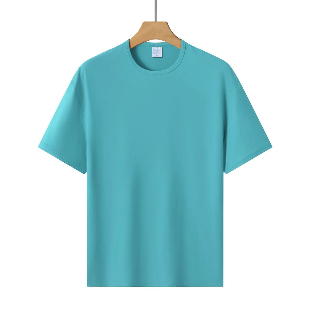 Solid colour short sleeve sports T-shirt, loose polyester pullover top for youth, sizes S to XXXL