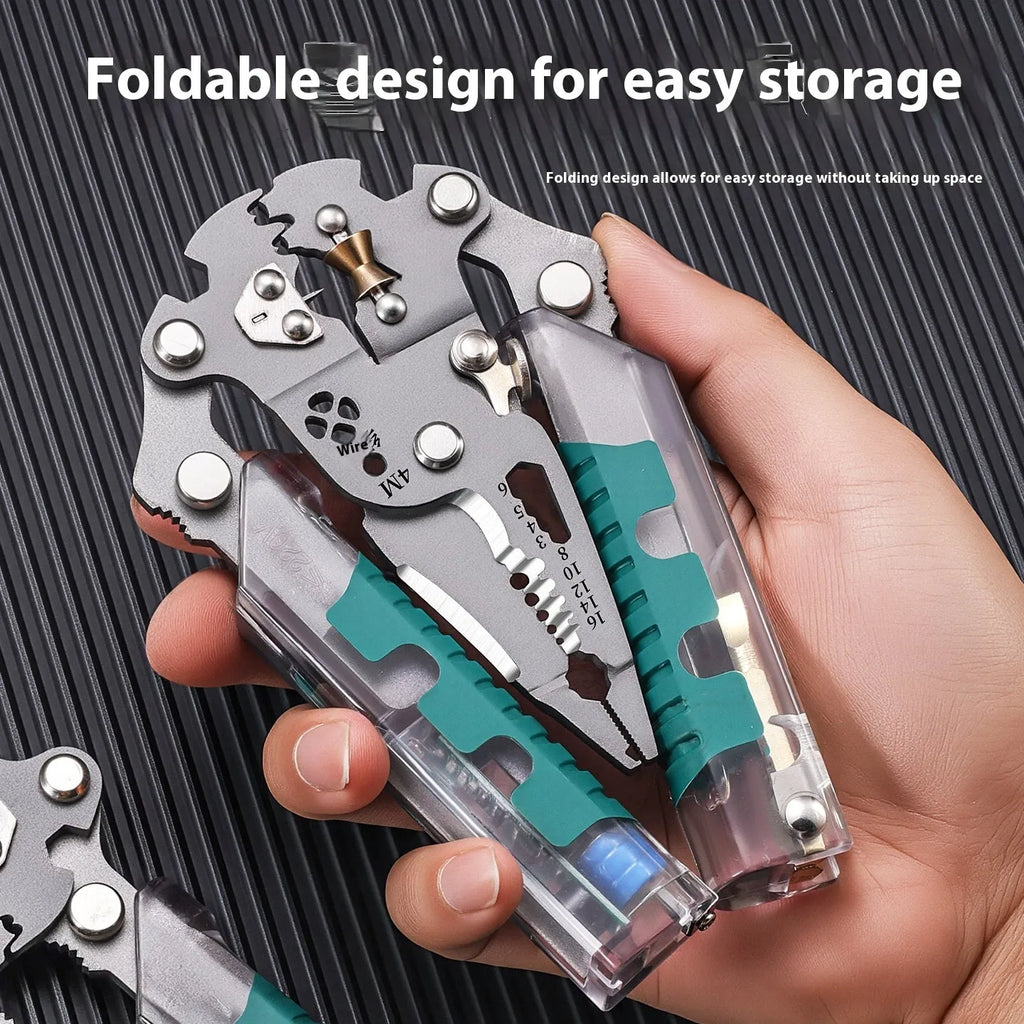 Electricians' wire stripping pliers with pointed nose and 215mm length