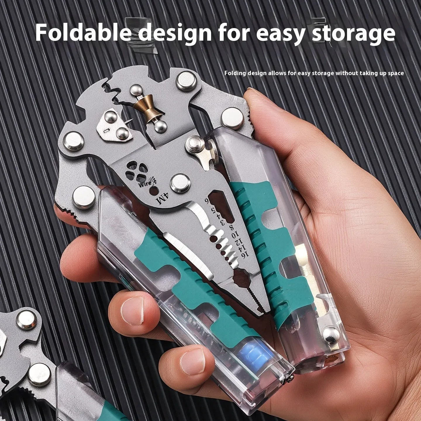 Electricians' wire stripping pliers with pointed nose and 215mm length