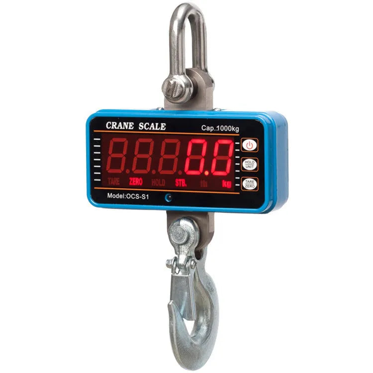 Orange electronic crane scale with digital display for industrial weighing up to 500kg capacity