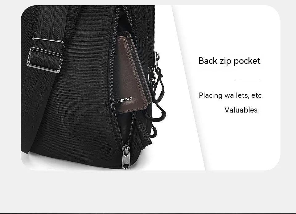 Men's casual black TPU camouflage chest bag with single shoulder strap and soft handle