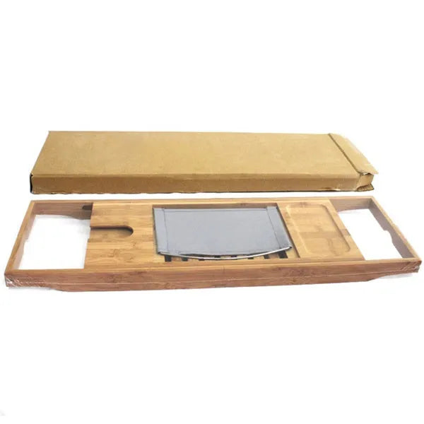 Single tier natural bamboo bathtub frame used for desktop bathroom storage
