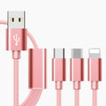 Three-in-one mobile phone charging cable with 1.2 metre length and Micro USB connector