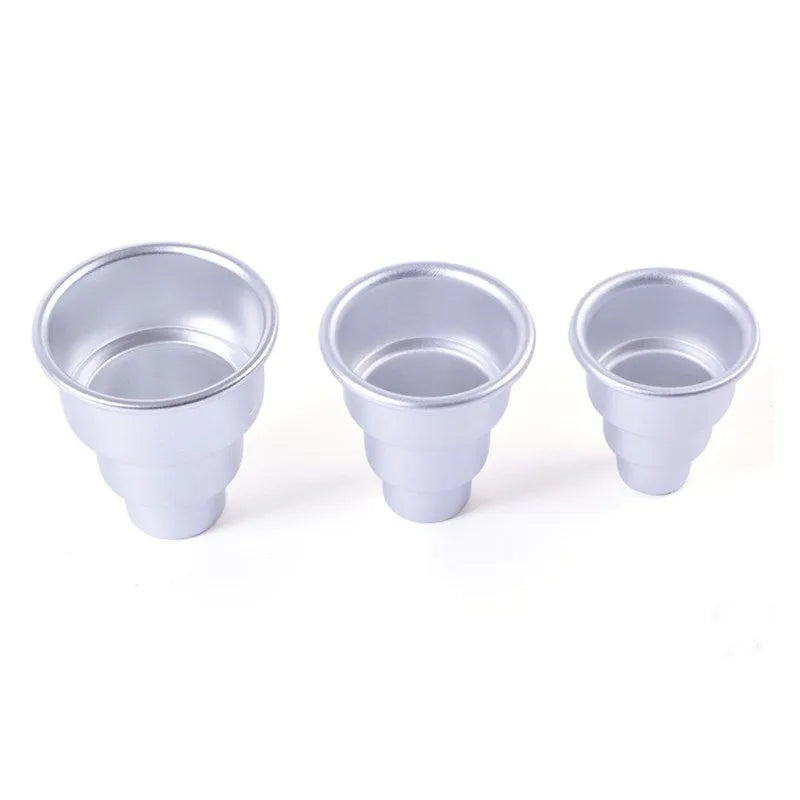 Silver aluminium alloy three-layer cake mould set with large medium small sizes for fondant baking
