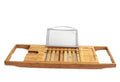 Single tier natural bamboo bathtub frame used for desktop bathroom storage