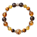 Yellow crystal tiger-eye bracelet with geometric tower beads in 10mm and 12mm size options