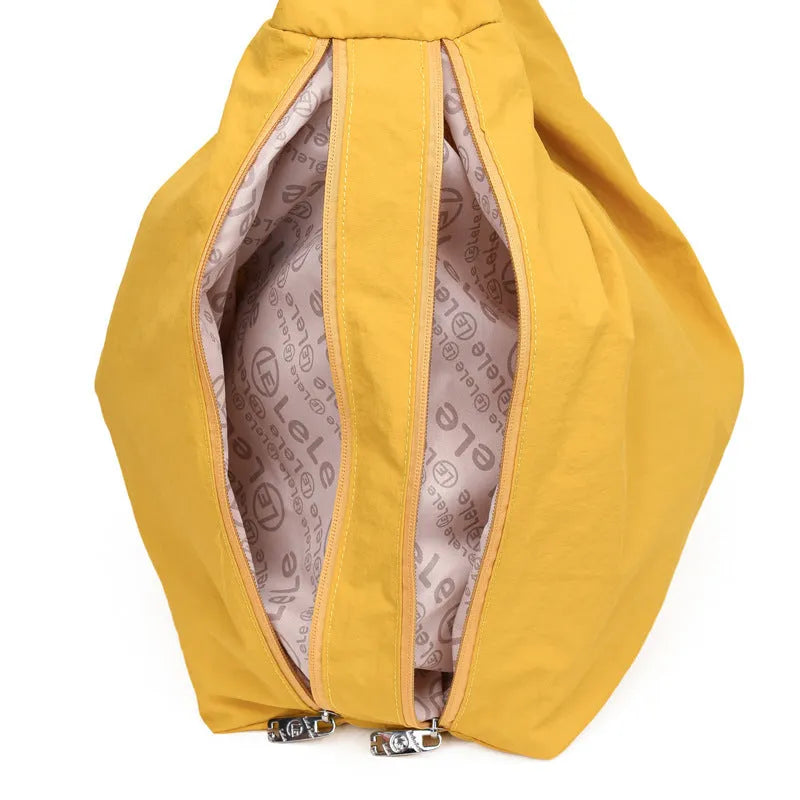 Women's heart-shaped nylon underarm bag in black, blue, khaki or yellow colour with large capacity