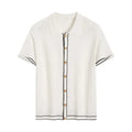 White women's cardigan with contrast colour lapels and short sleeves