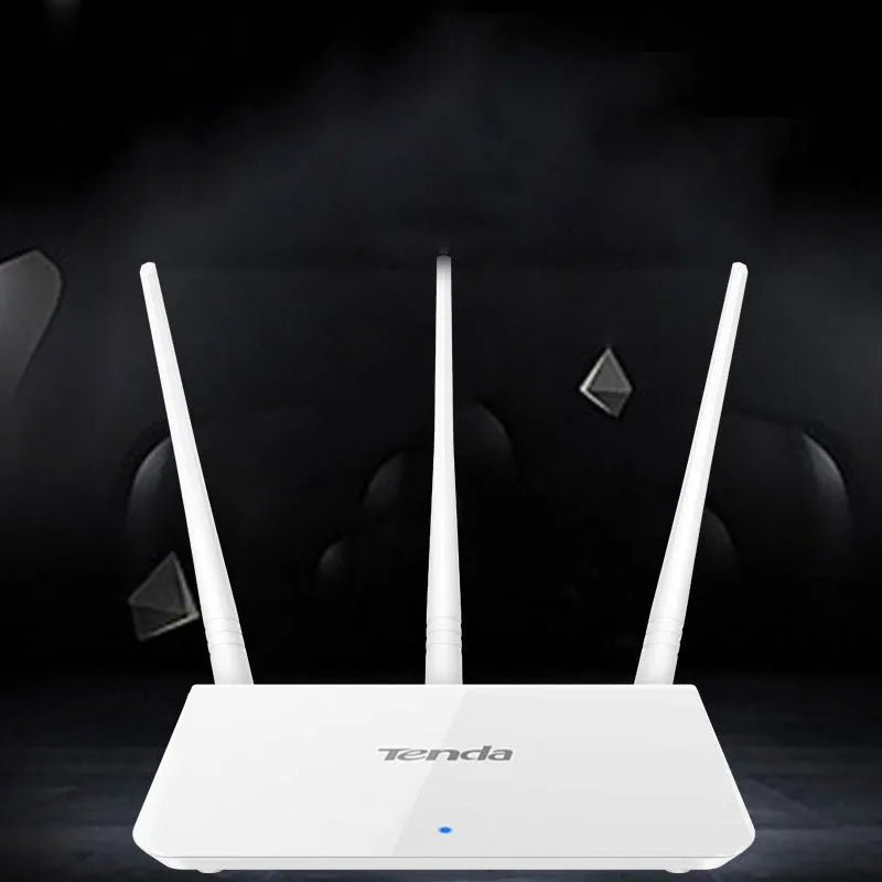 White wireless router with antennas for dual-band 2.4G and 5G WiFi home networking