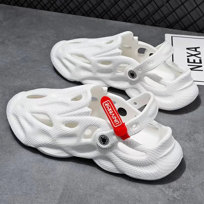 EVA foam coconut slippers in black, grey, khaki, and white colours with closed toe design for beach and home use