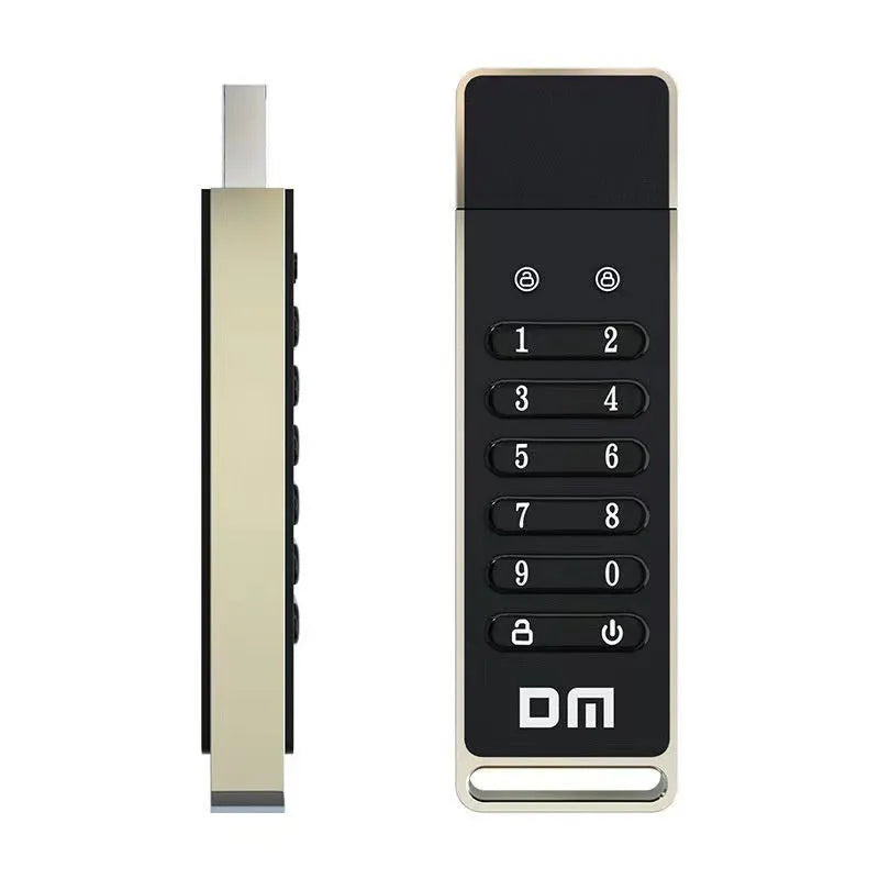 Metal encrypted USB flash drive with digital button and 64GB capacity