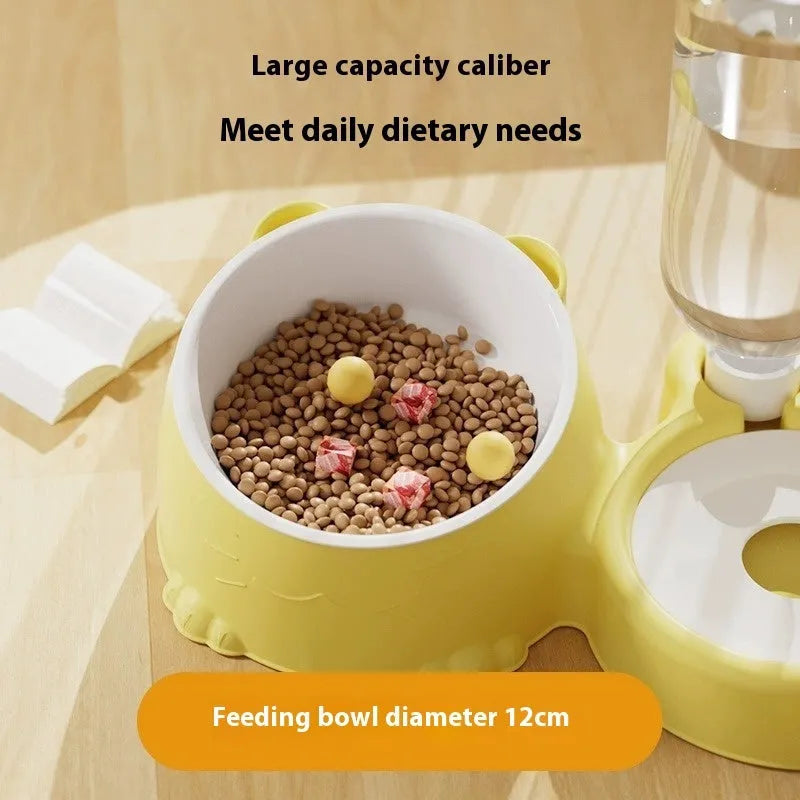 Double bowl automatic drinking pet basin with stainless steel ceramic design in haze blue colour