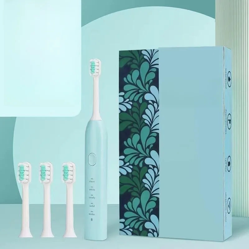 Yellow duck design USB rechargeable electric toothbrush with soft bristles on a bathroom counter.
