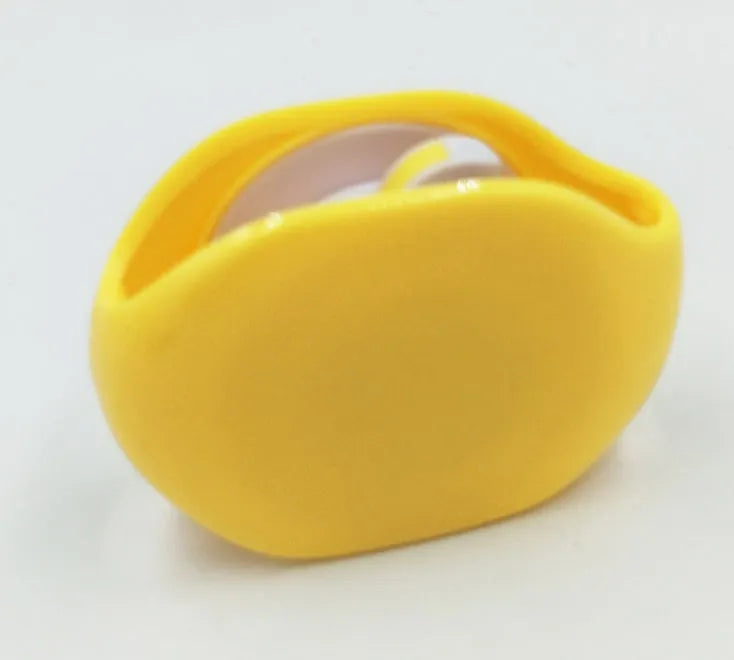 Automatic earphone cable winder retractor in assorted colours on a white background.