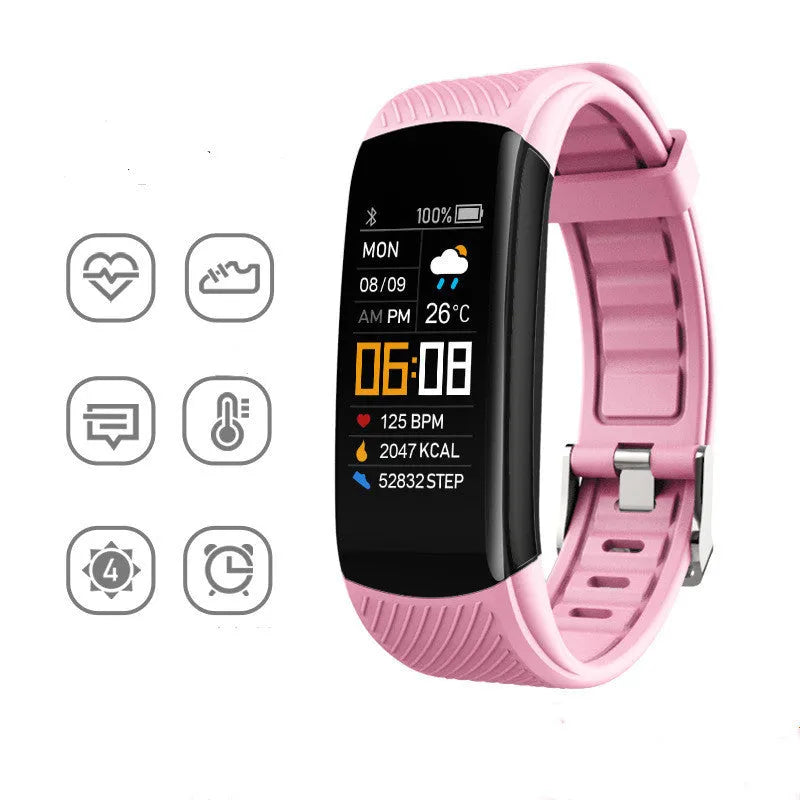 Adult sports silicone pedometer bracelet with 0.96 inch screen and TPU band in multiple colours