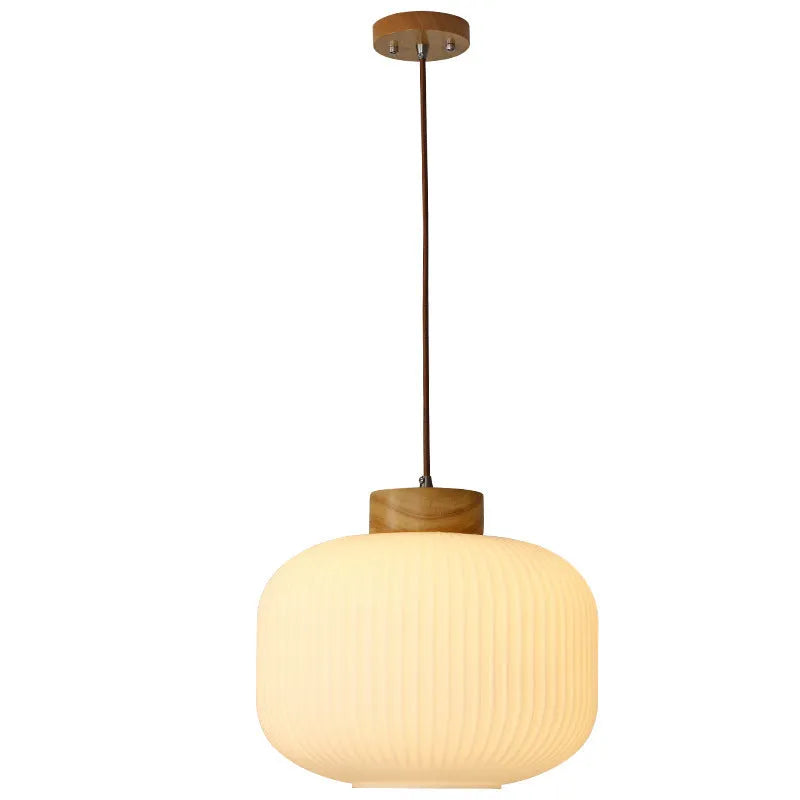 Retro Nordic-style wooden pendant light or art chandelier for a bedroom.
