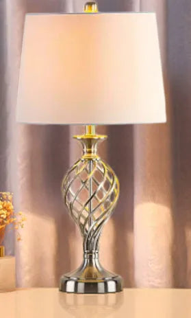 Modern alloy bedside lamp with touch dimming and a USB charging port on the base.