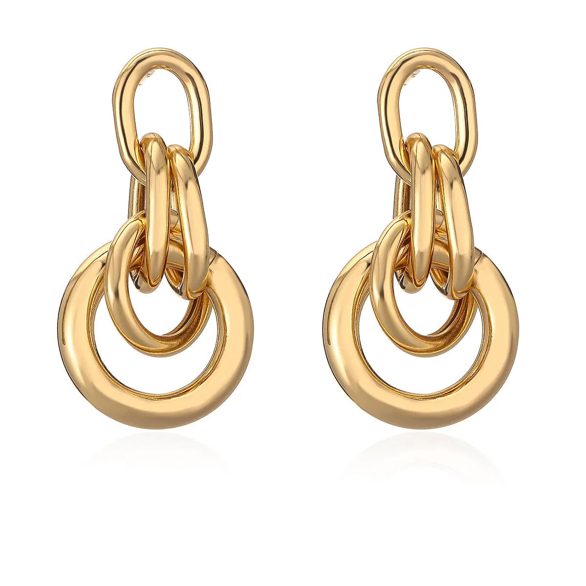 Gold geometric earrings with irregular shape and high-profile design for women