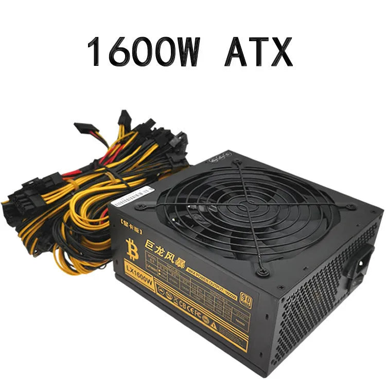 Black ATX server power supply for AMD computers with 110V compatibility and 2000W capacity
