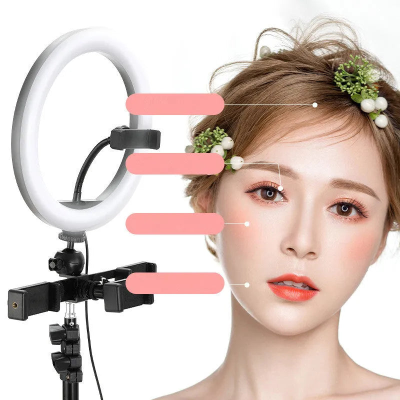 10-inch smartphone ring light with metal stand bracket for selfie photography