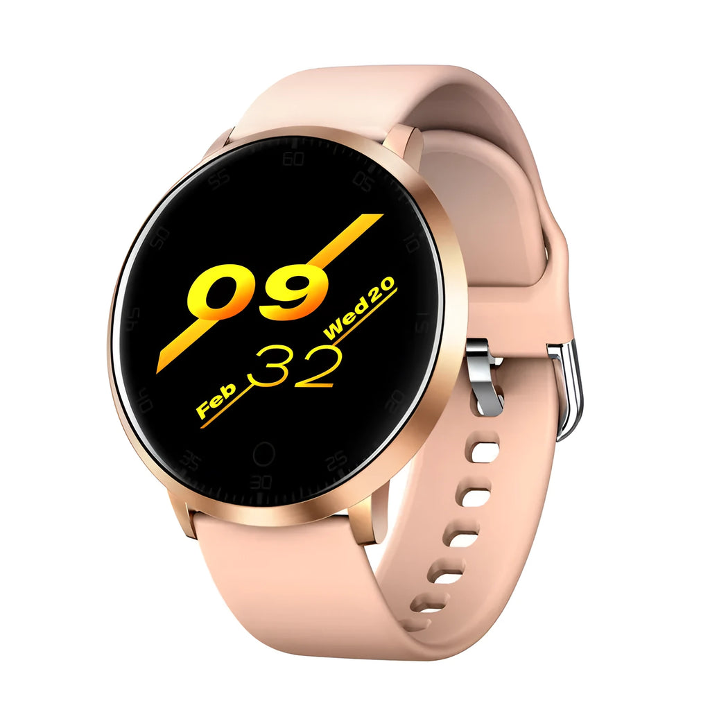 Ultra-thin waterproof smart health bracelet with touch screen display on silicone wrist strap