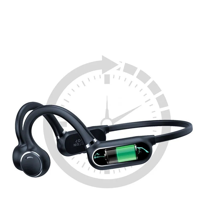 Open-ear Bluetooth wireless headphones with titanium frame in black and white colour options