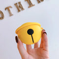 Bright yellow silicone bell-shaped protective case designed for Apple AirPods 1st and 2nd generation headsets.