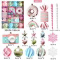 Macaron candy Christmas tree pendant set, plastic painted decoration in 34, 58 or 80 candy packs