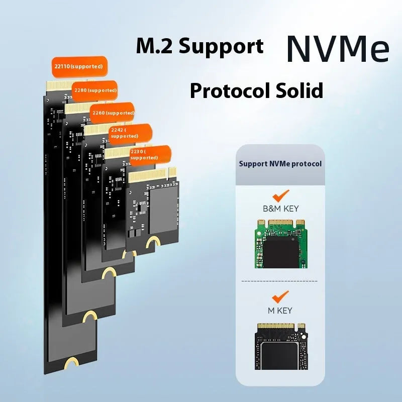 Black external hard disk body enclosure for NVME NGFF drives with Type-C interface and ABS material casing