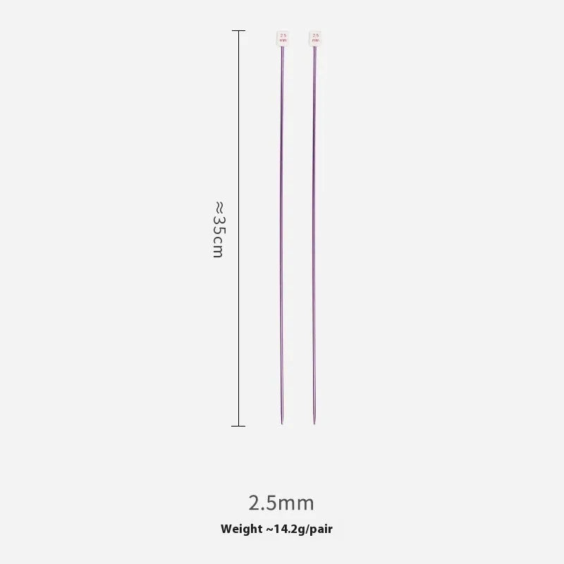 Set of lengthened double-ended crochet hooks in various sizes from 2.0mm to 10.0mm with protective end caps.