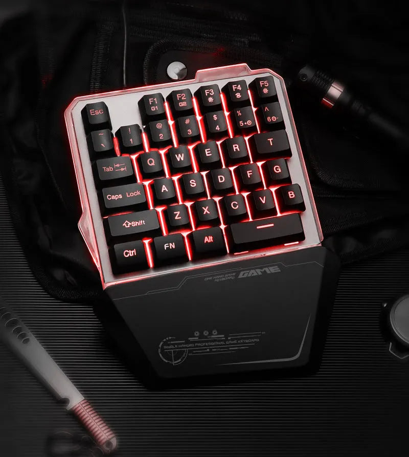 G40 Flow Colour black one-handed mechanical keyboard with RGB backlighting and USB cable