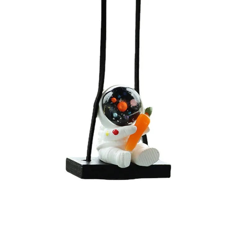 Resin astronaut car pendant with cartoon design in five variant colours for vehicle decoration