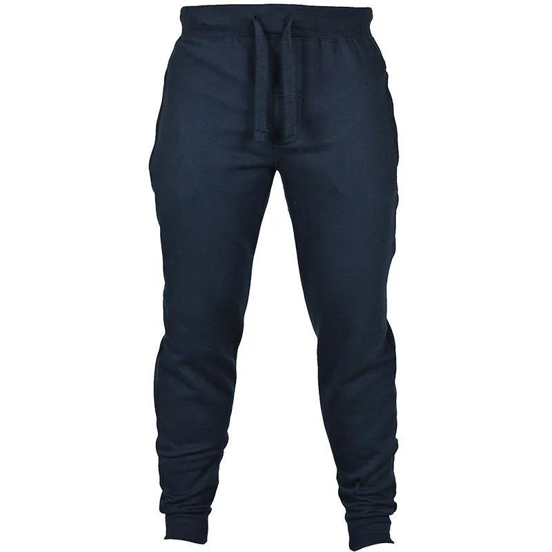Men's solid colour fleece sweatpants with drawstring waistband in loose fit pencil pant style