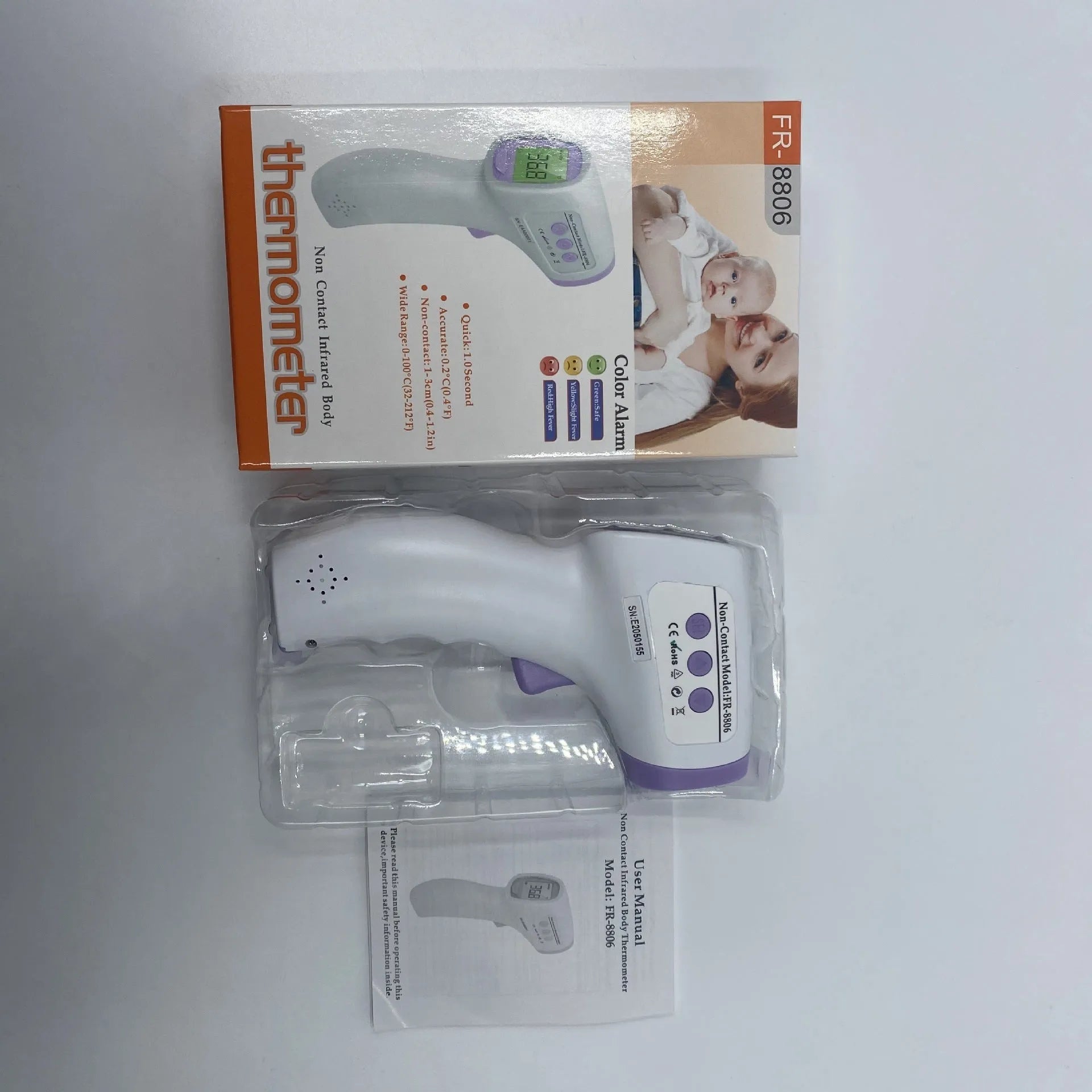 White digital non-contact thermometer for general fever monitoring