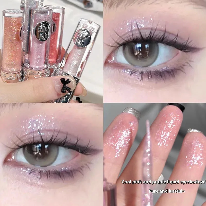 Ballet liquid eye shadow product showing five colour options including Xingman Sakura Field and Pillow Fairy Tale