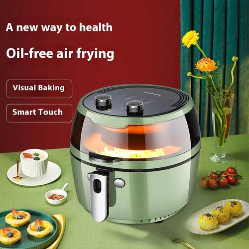 8 litre mechanical button air fryer oven with visible cooking window