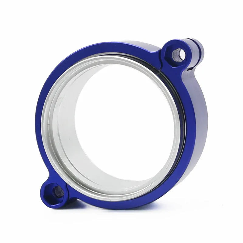 Aluminium turbo exhaust clamp in black colour showing fixed movement design for 2-4 inch exhaust pipes