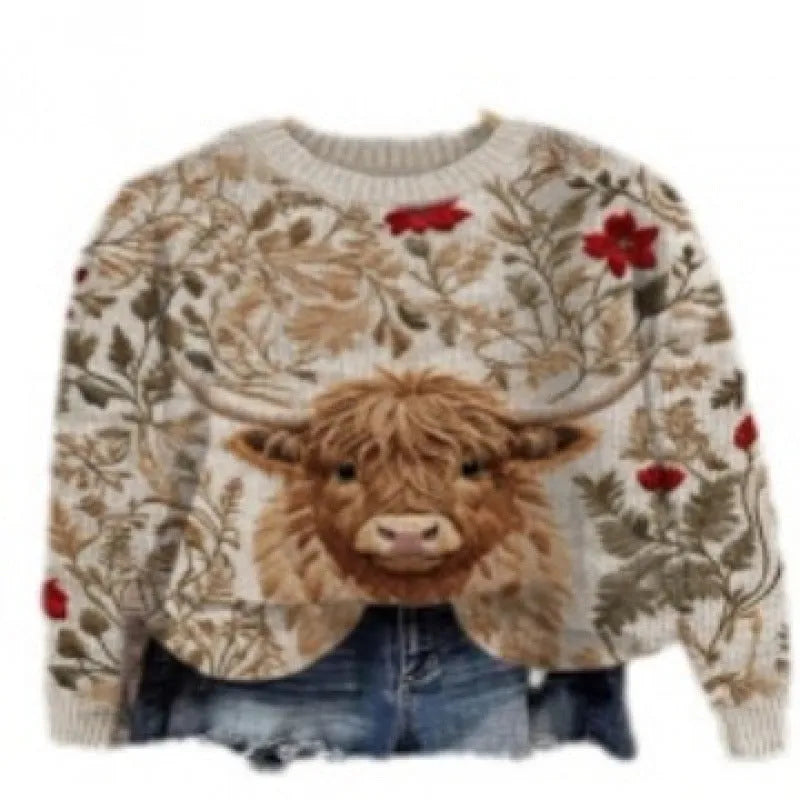 Little Flower patterned digital print sweater with a round neck, shown in one of its many available colours.