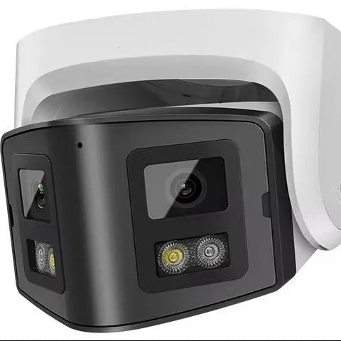 4MP dual-lens panoramic CCTV security camera with IP66 waterproof rating for indoor and outdoor surveillance