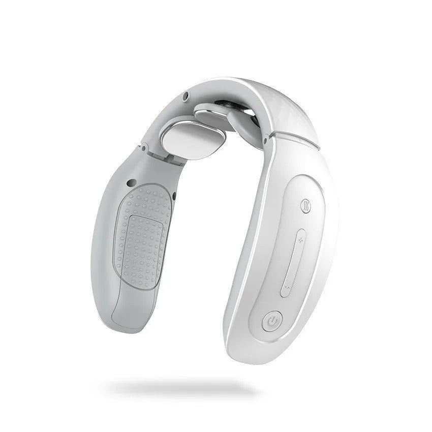 Red and white intelligent cervical massager with battery and multiple massage modes for neck and body relief