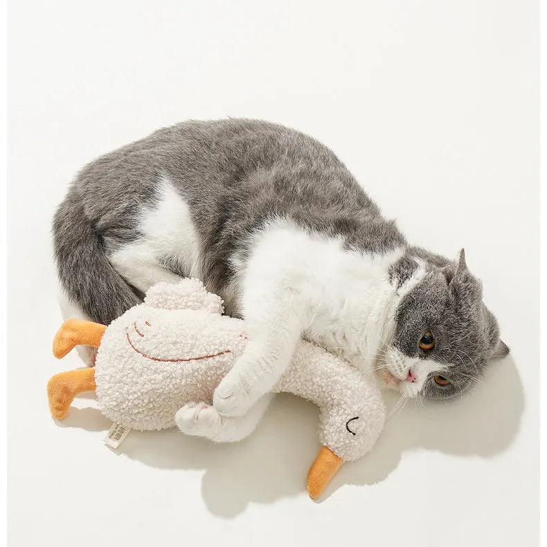 Cartoon fox and duckling soft plush dog toys with crinkle sound paper inside.